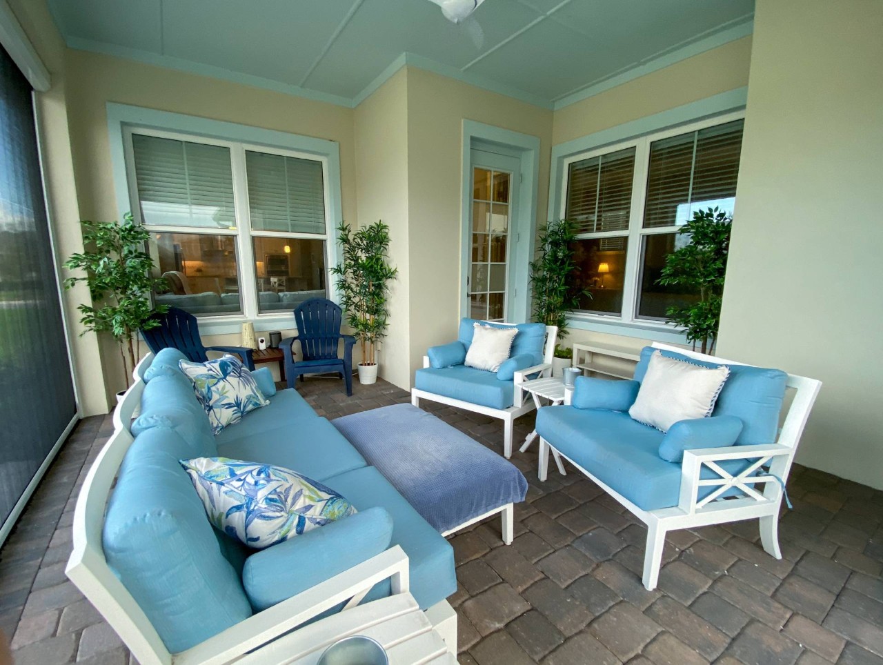 A decorated lanai with a solar shade near Cape Coral, Florida (FL)